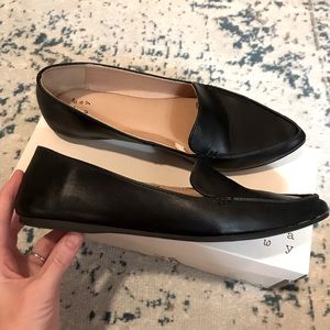 Black Pointed Toe Loafer Flats